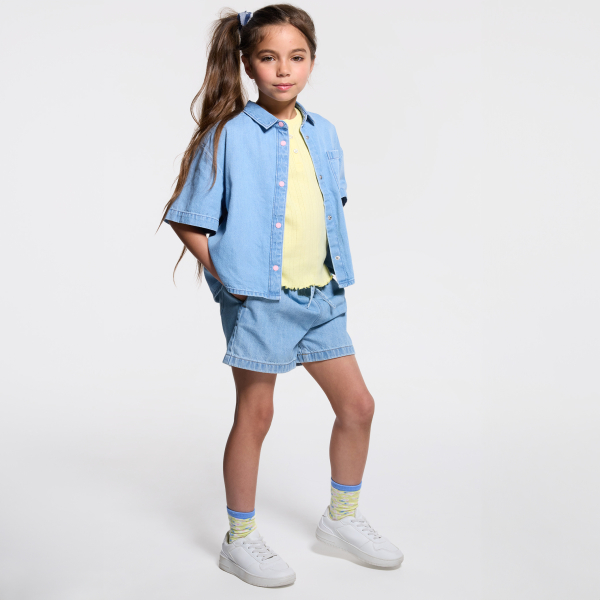 شورت جينز خفيف أزرق للفتيات شورت جينز خفيف أزرق للفتيات