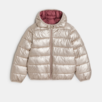 Doudoune à capuche irisée dorée Fille