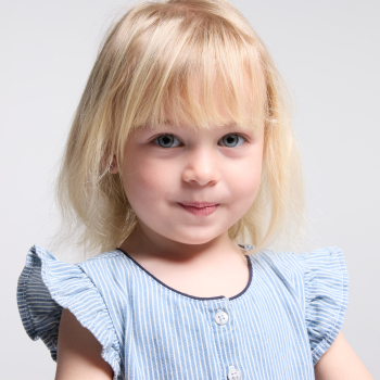 أفرول طويل مقلم من قماش التويل، أزرق اللون، للفتاة الصغيرة