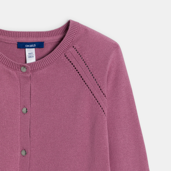 كارديغان بنسيج رفيع، وباللون الوردي كارديغان بنسيج رفيع، وباللون الوردي