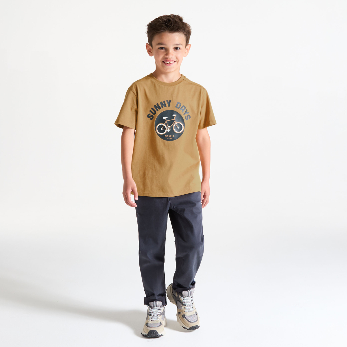 T-shirt manches courtes motif vélo marron Garçon T-shirt manches courtes motif vélo marron Garçon