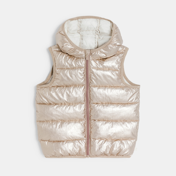 سترة ذهبية اللون بدون أكمام وبغطاء رأس للفتيات سترة ذهبية اللون بدون أكمام وبغطاء رأس للفتيات