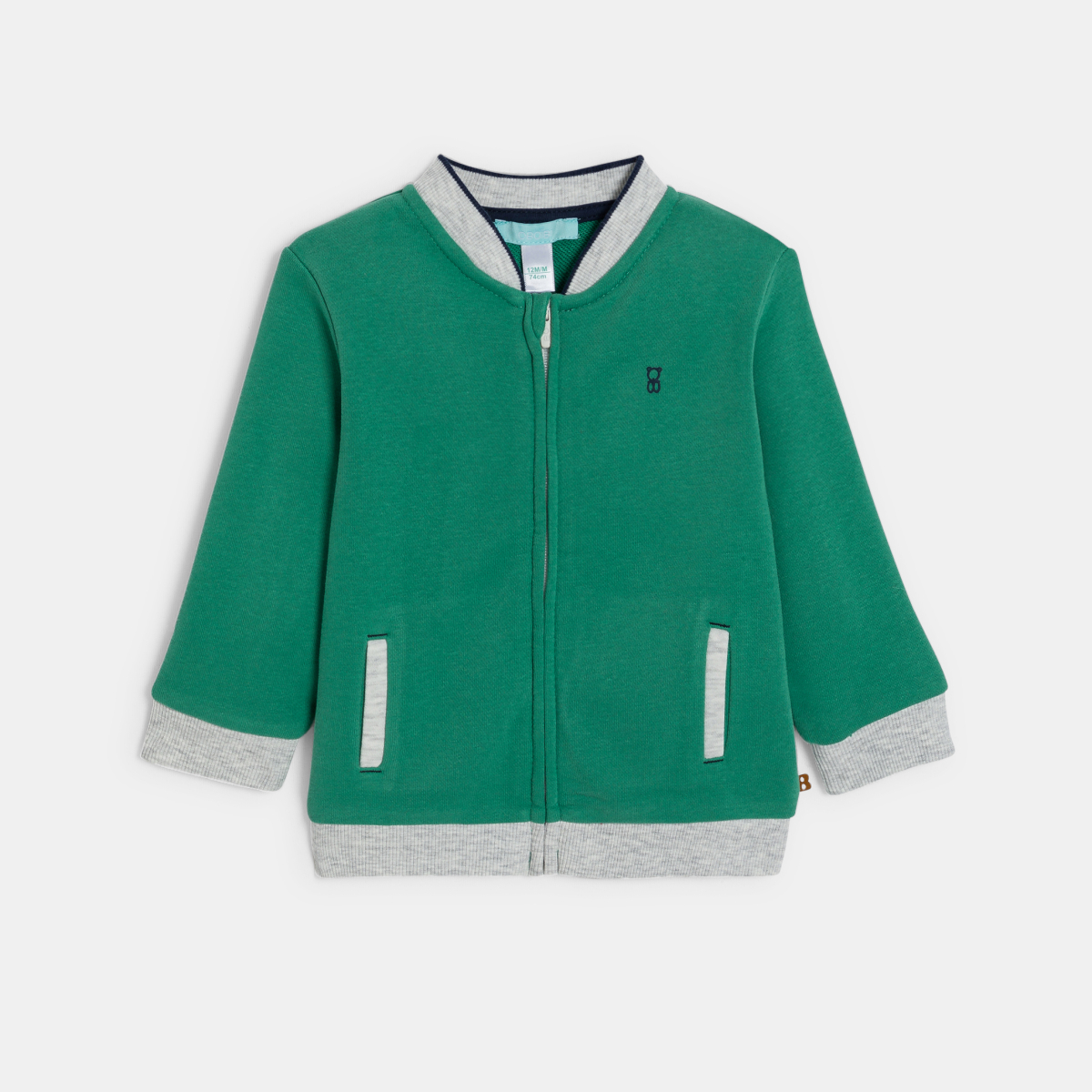 جاكيت طراز تيدي أخضر بسحاب، مصنوع من الميلتون الناعم للأولاد الصغار جاكيت طراز تيدي أخضر بسحاب، مصنوع من الميلتون الناعم للأولاد الصغار