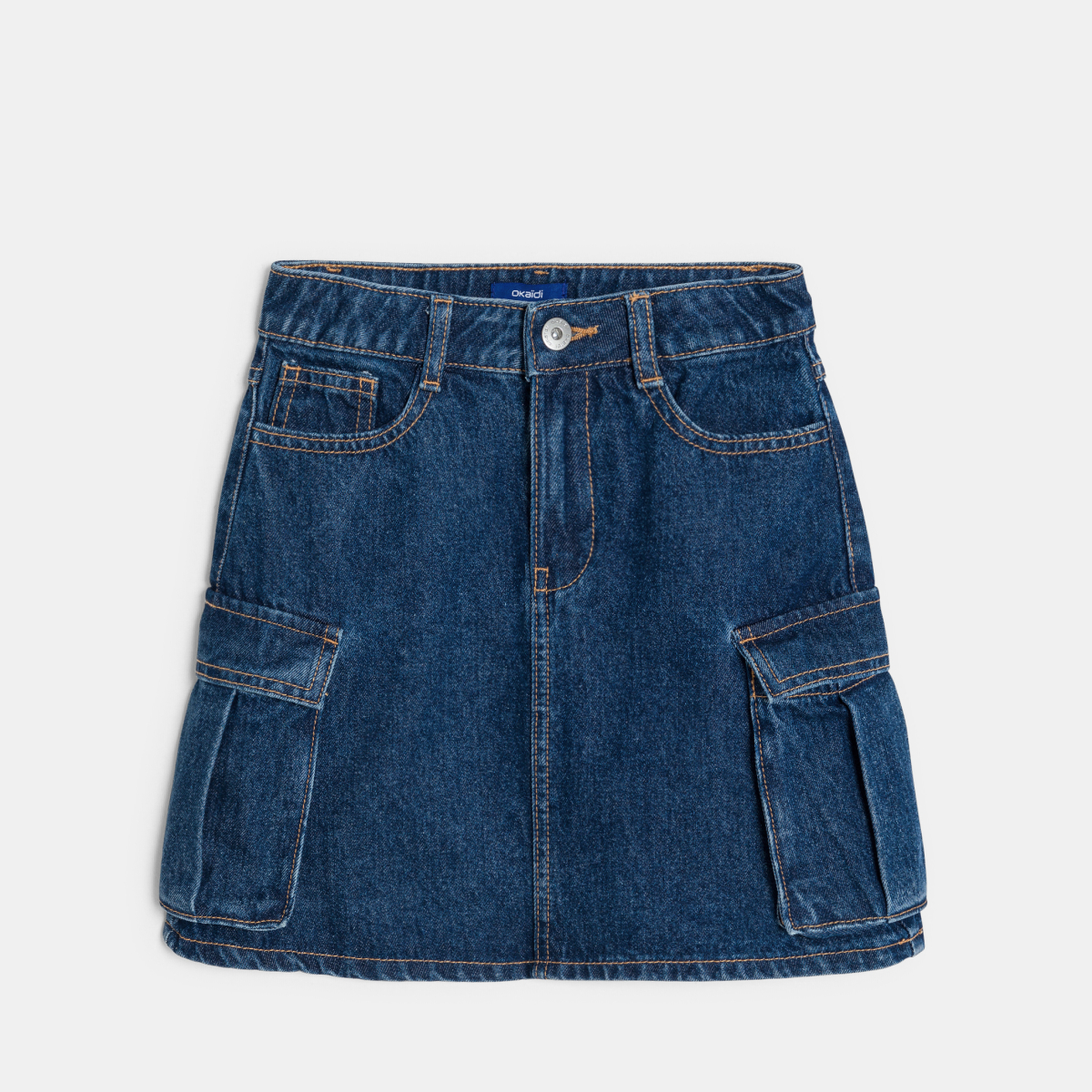 تنورة جينز كارغو، باللون الأزرق، للفتيات تنورة جينز كارغو، باللون الأزرق، للفتيات