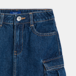 Jupe cargo jeans fille bleu