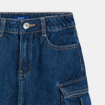 تنورة جينز كارغو، باللون الأزرق، للفتيات