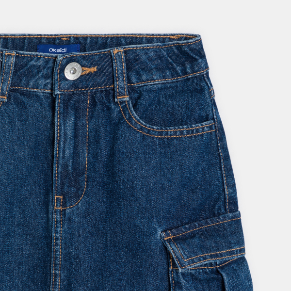 تنورة جينز كارغو، باللون الأزرق، للفتيات تنورة جينز كارغو، باللون الأزرق، للفتيات