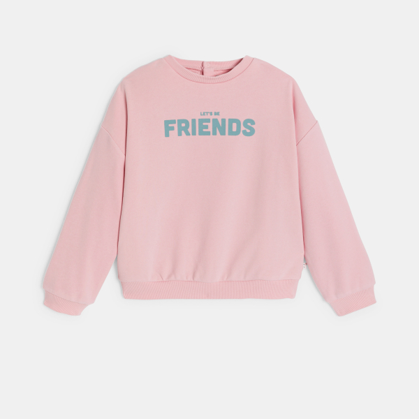 كنزة باللون الوردي وبها ياقة كلودين قابلة للإزالة، للفتيات كنزة باللون الوردي وبها ياقة كلودين قابلة للإزالة، للفتيات