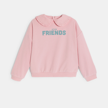 كنزة باللون الوردي وبها ياقة كلودين قابلة للإزالة، للفتيات