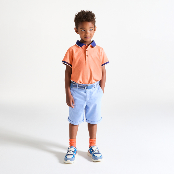Polo manches courtes en jersey piqué orange Garçon Polo manches courtes en jersey piqué orange Garçon