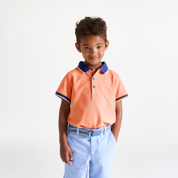 Polo manches courtes en jersey piqué orange Garçon Polo manches courtes en jersey piqué orange Garçon