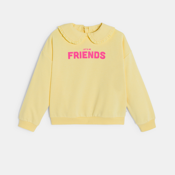 Sweat col Claudine amovible fille jaune Sweat col Claudine amovible fille jaune