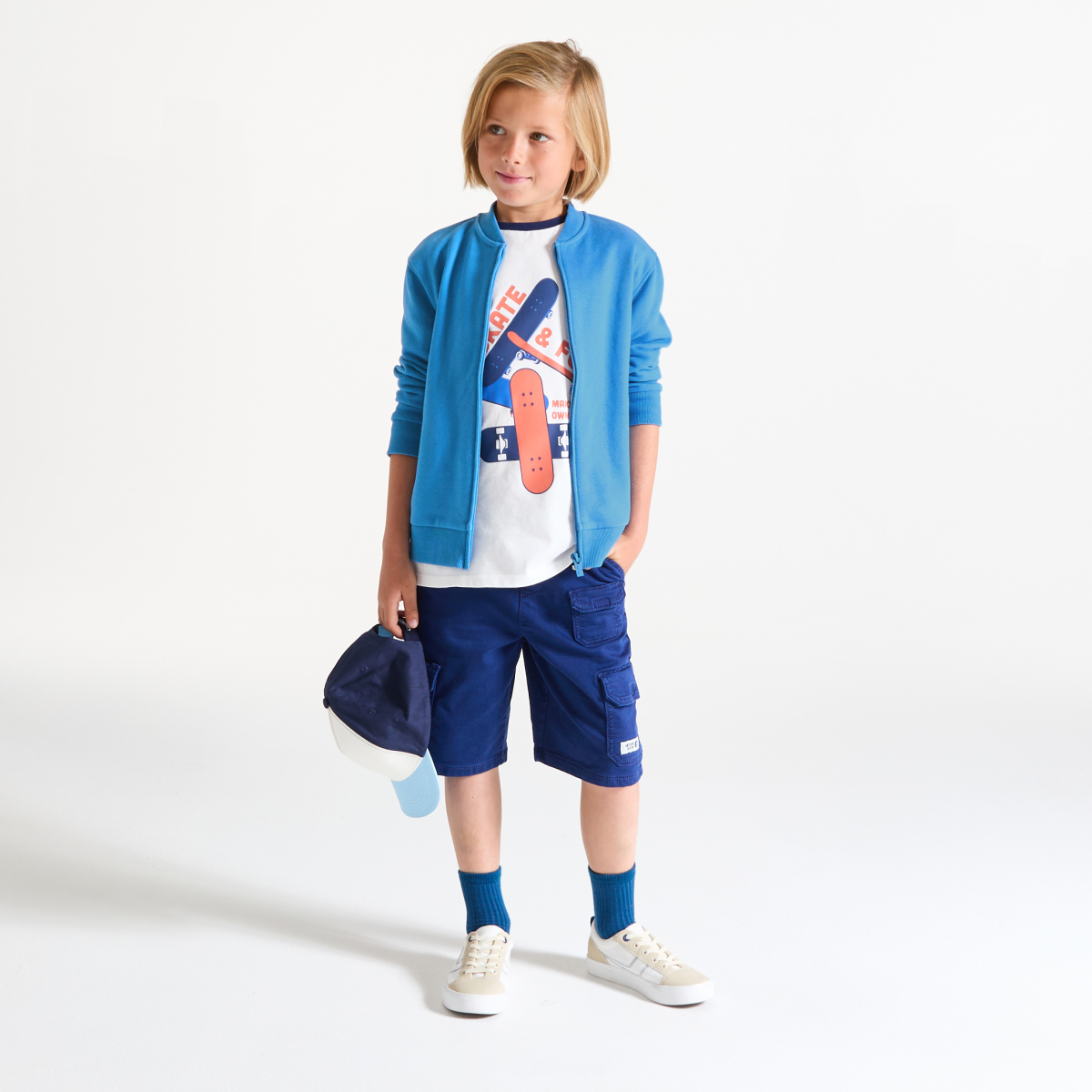 Sweat-shirt teddy en molleton uni bleu Garçon Sweat-shirt teddy en molleton uni bleu Garçon