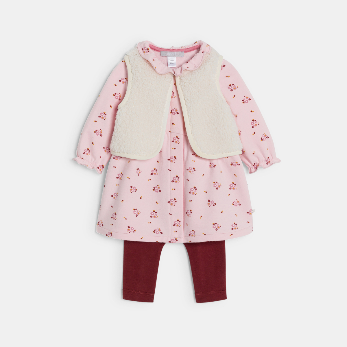 فستان للفتيات الصغيرات، باللون الوردي ومُزيَّن بطبعة فستان للفتيات الصغيرات، باللون الوردي ومُزيَّن بطبعة