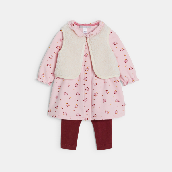 فستان للفتيات الصغيرات، باللون الوردي ومُزيَّن بطبعة فستان للفتيات الصغيرات، باللون الوردي ومُزيَّن بطبعة