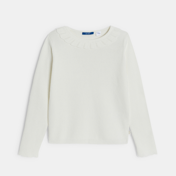 كنزة باللون الأبيض للفتيات كنزة باللون الأبيض للفتيات