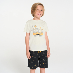 Pyjama-short en jersey blanc Garçon