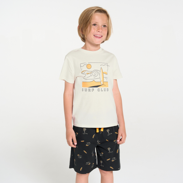 بيجاما بشورت من الجيرسيه الأبيض للأولاد بيجاما بشورت من الجيرسيه الأبيض للأولاد