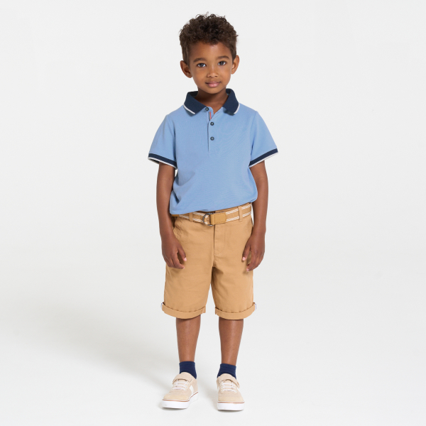 تيشيرت بولو بأكمام قصيرة من الجيرسي المنسوج من البيكيه، باللون الأزرق السماوي للأولاد تيشيرت بولو بأكمام قصيرة من الجيرسي المنسوج من البيكيه، باللون الأزرق السماوي للأولاد