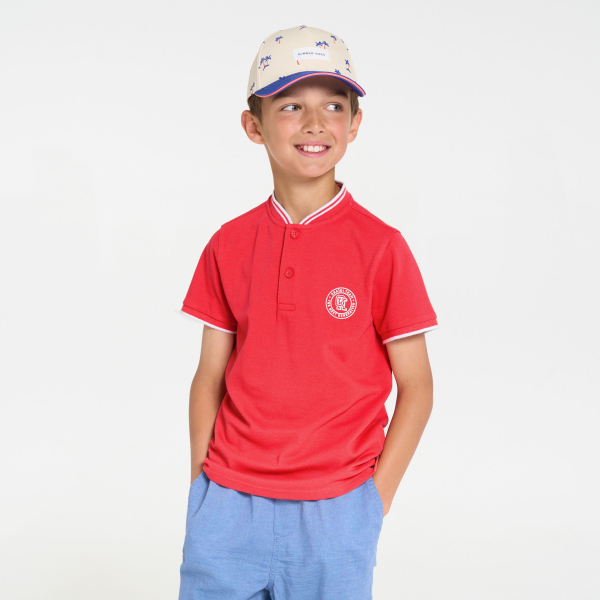 T-shirt manches courtes en jersey piqué rouge Garçon T-shirt manches courtes en jersey piqué rouge Garçon