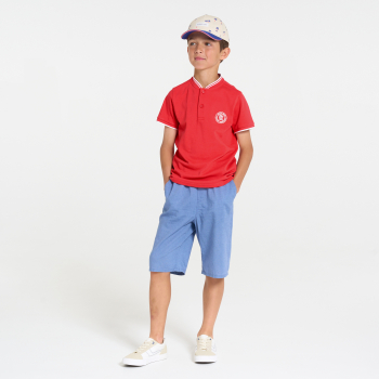 T-shirt manches courtes en jersey piqué rouge Garçon