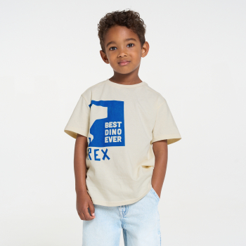 T-shirt manches courtes motif dinosaure blanc Garçon