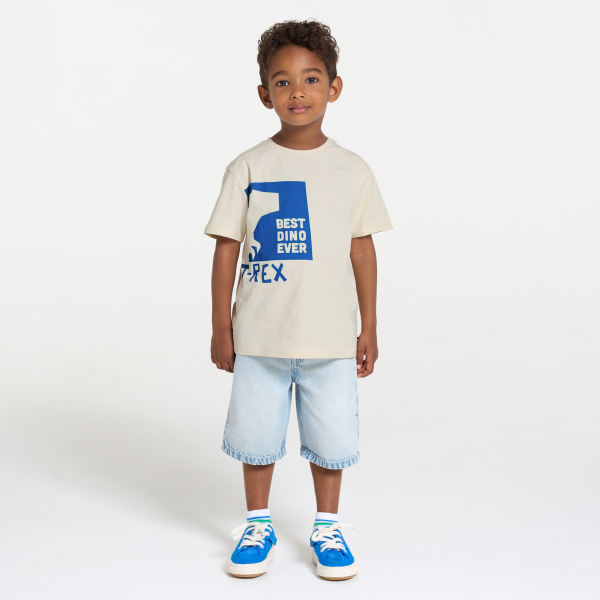 T-shirt manches courtes motif dinosaure blanc Garçon T-shirt manches courtes motif dinosaure blanc Garçon