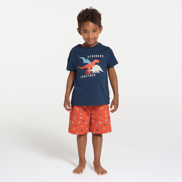 بيجاما صيفية من قطعتين برتقالية اللون من الجيرسيه للأولاد بيجاما صيفية من قطعتين برتقالية اللون من الجيرسيه للأولاد