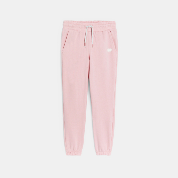 Jogging en molleton uni rose Fille