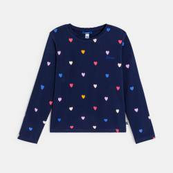 T-shirt fille bleu motifs...