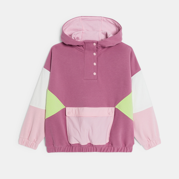 سويت شيرت مع غطاء للرأس باللون الوردي للفتيات سويت شيرت مع غطاء للرأس باللون الوردي للفتيات