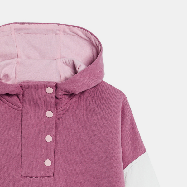 سويت شيرت مع غطاء للرأس باللون الوردي للفتيات سويت شيرت مع غطاء للرأس باللون الوردي للفتيات