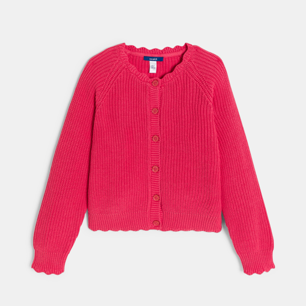 سترة مضلعة سادة، حمراء اللون للفتيات سترة مضلعة سادة، حمراء اللون للفتيات