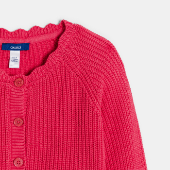 سترة مضلعة سادة، حمراء اللون للفتيات