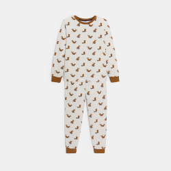 Pyjama 2 pièces en velours motif raton-laveur beige Garçon