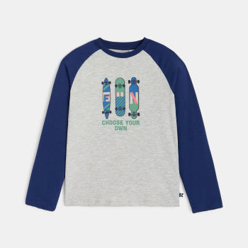 T-shirt manches longues motif skate-board gris Garçon