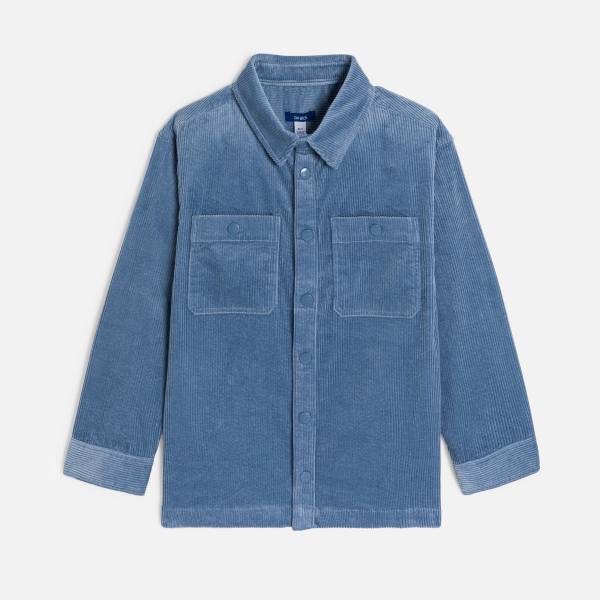 قميص فوقي من القطيفة مضلع سادة، أزرق اللون، للأولاد  قميص فوقي من القطيفة مضلع سادة، أزرق اللون، للأولاد