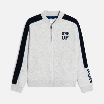Sweat-shirt en molleton bicolore gris Garçon