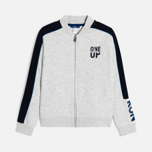 Sweat-shirt en molleton bicolore gris Garçon Sweat-shirt en molleton bicolore gris Garçon