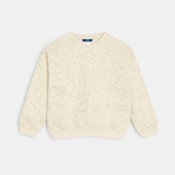 Sweat-shirt brodé beige Fille
