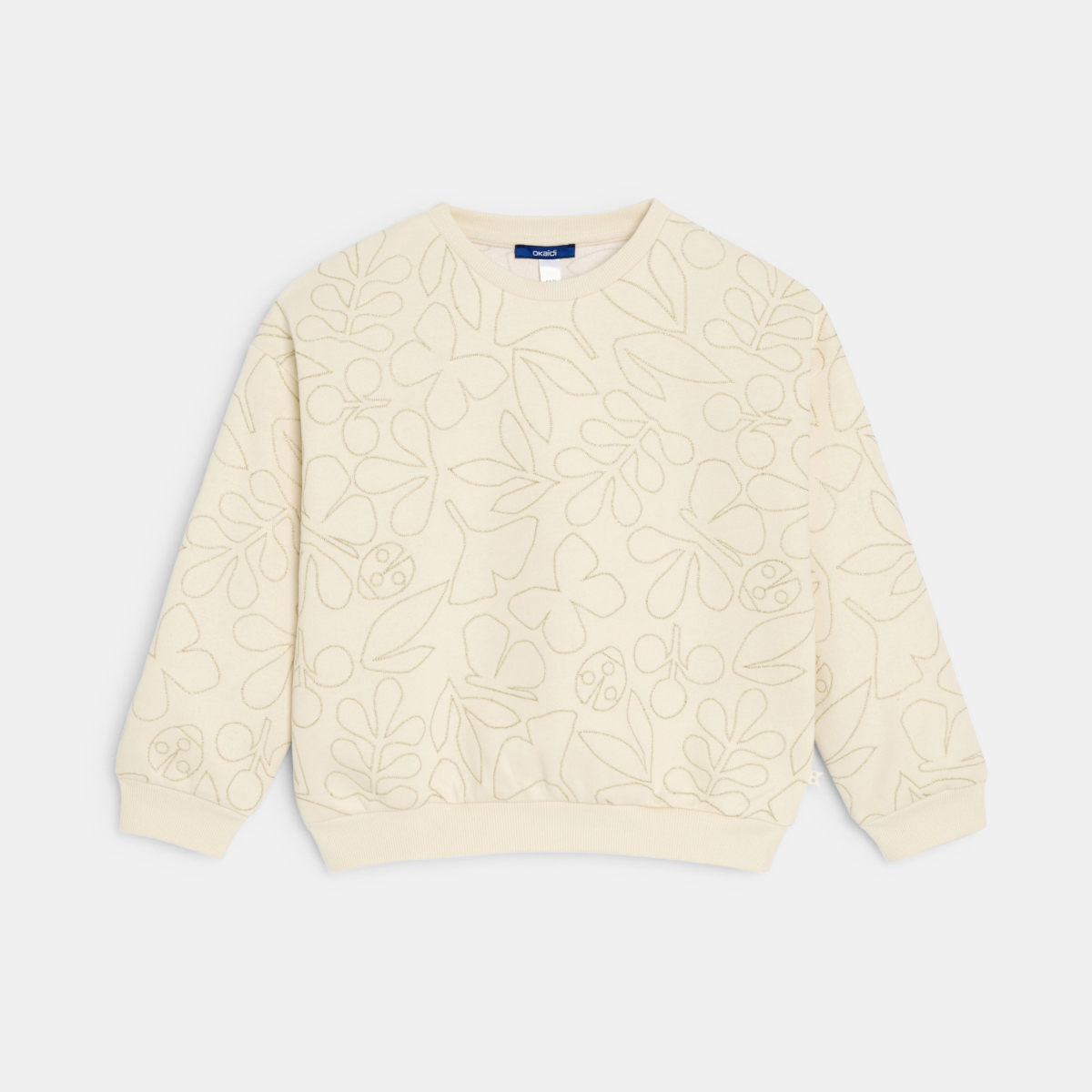 سويت شيرت مطرز، باللون البيج للفتيات. سويت شيرت مطرز، باللون البيج للفتيات.