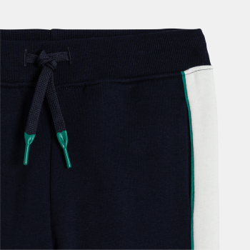 Jogging à bandes côtés en molleton bleu marine Garçon
