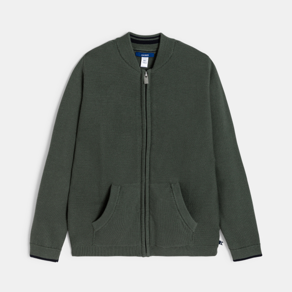 سترة طويلة برقبة تيدي خضراء اللون للأولاد