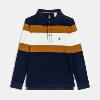 قميص بولو مقلم منقوش عليه رسالة "Open your mind" للأولاد