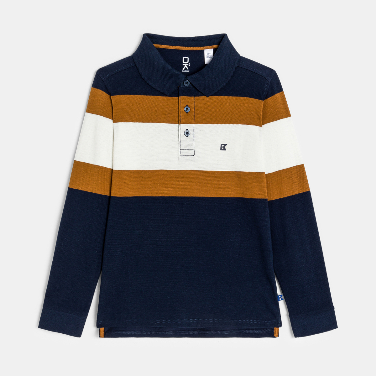 قميص بولو مقلم منقوش عليه رسالة "Open your mind" للأولاد قميص بولو مقلم منقوش عليه رسالة "Open your mind" للأولاد