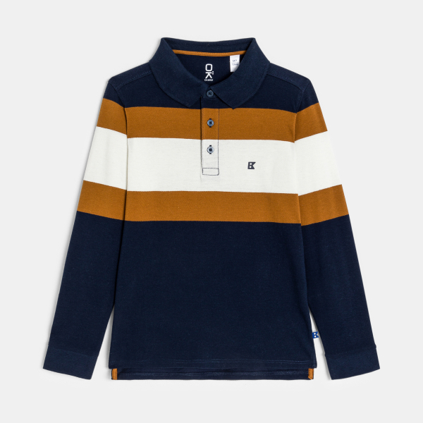 قميص بولو مقلم منقوش عليه رسالة "Open your mind" للأولاد قميص بولو مقلم منقوش عليه رسالة "Open your mind" للأولاد