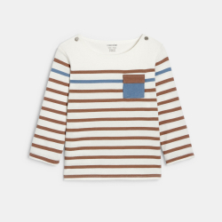 تيشيرت بتصميم ملابس البحارة بني وأزرق فاتح، للطفل الصغير