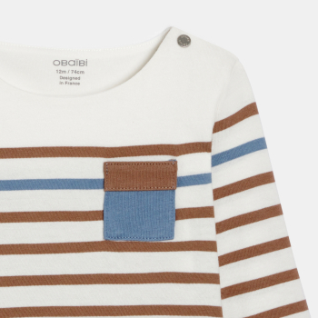 تيشيرت بتصميم ملابس البحارة بني وأزرق فاتح، للطفل الصغير