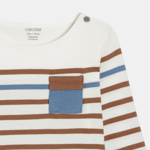 تيشيرت بتصميم ملابس البحارة بني وأزرق فاتح، للطفل الصغير تيشيرت بتصميم ملابس البحارة بني وأزرق فاتح، للطفل الصغير