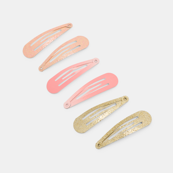 Barrettes clic clac en métal coloré (lot de 6) Barrettes clic clac en métal coloré (lot de 6)